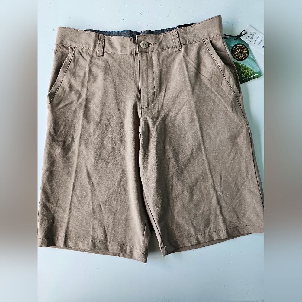 Tapa Threads Hawaii Khaki Flat Front Boy's Shorts Sz 18(28) NWT